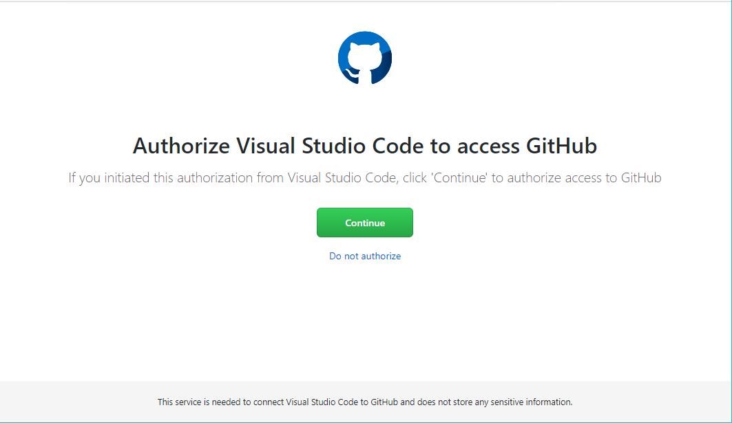 Screenshot of GitHub window used to authorize Visual Studio Code